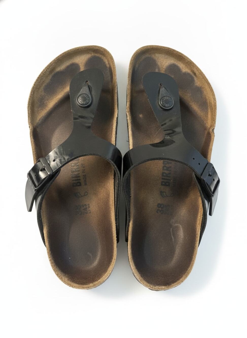 Birkenstock Gizeh Thong Sandals Women's 38 US 7.5 Black Patent Leather